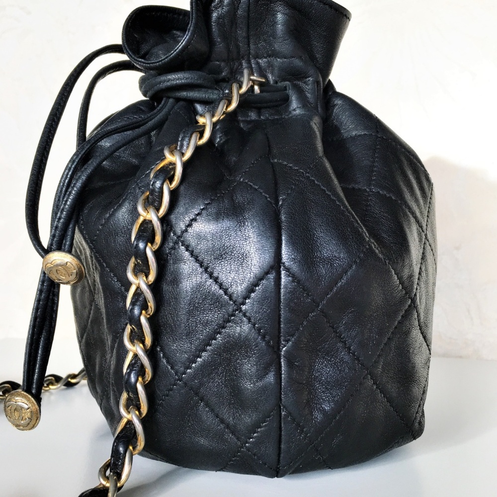SOLD! CHANEL Drawstring Lambskin Leather Bag - Picture 4 of 8